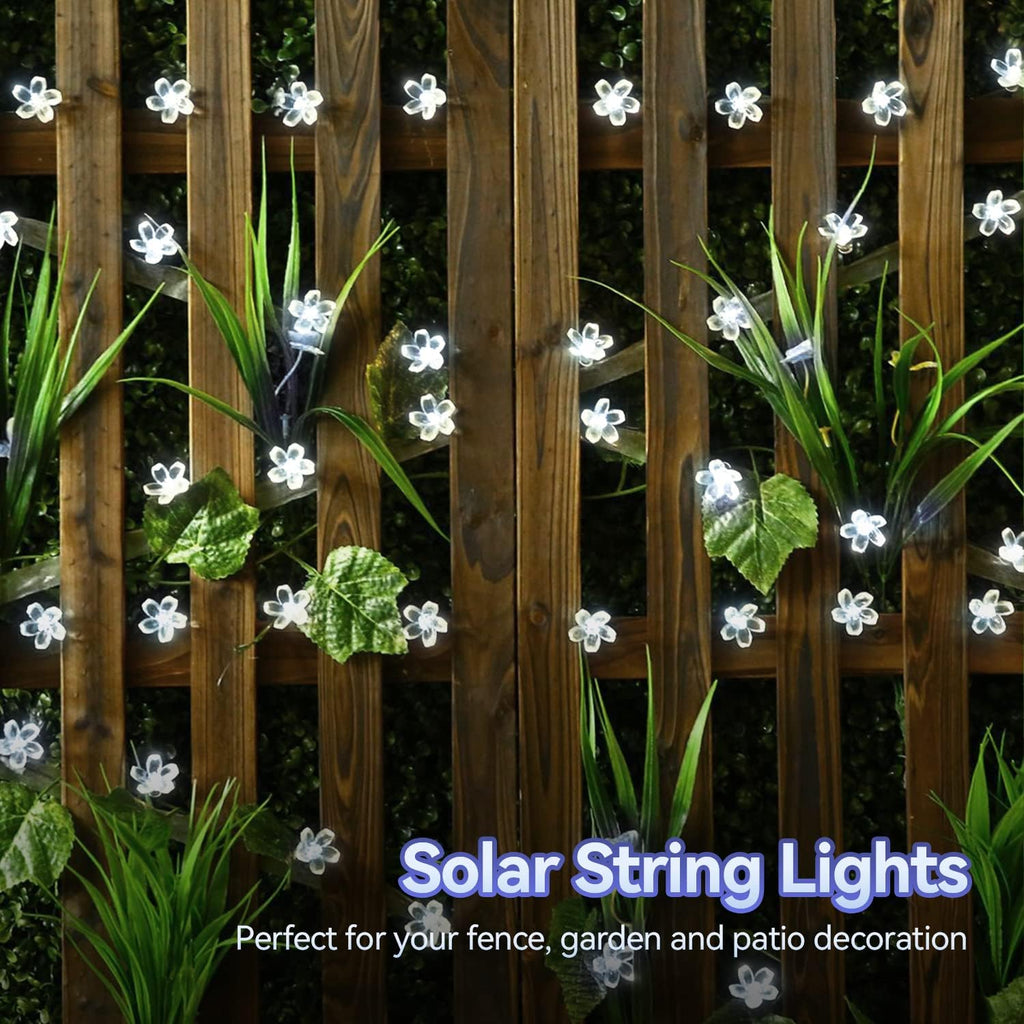 ITICdecor Outdoor Solar Flower String Lights Waterproof 50 LED Fairy Light Decorations for Christmas Tree Garden Patio Fence Yard Spring (Cool White)