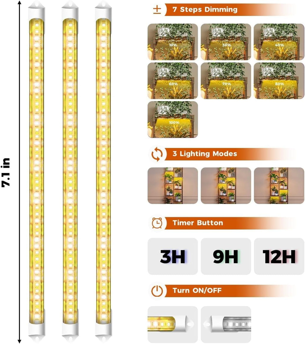 Bamworld Plant Stand with Grow Light Plant Shelf for Mutiple Pots 3 Tiers Ladder Plant Holder for Living Room Patio Boho Home Decor for Gardening Warm Light