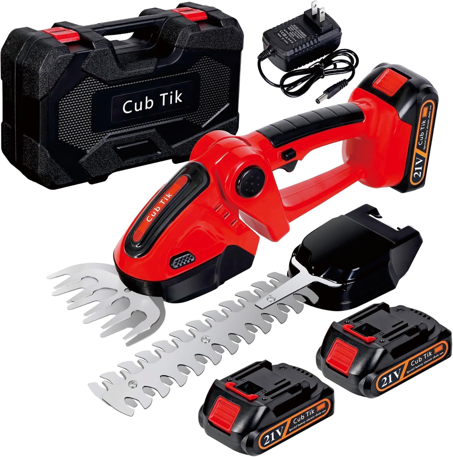 Hedge Trimmer Cordless 2 in 1 Handheld Grass Shears Mini Shrubbery Grass Cutter Electric Brush with Battery and Charger (Mordern)