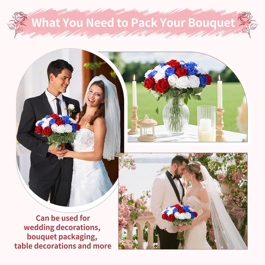 55 PCS Fake Roses Artificial Flowers Bulk, Mixed Roses Bridal Bouquet Silk Faux Rose with Stems for Wedding Flowers Decoration, Valentine's Day, Bridal Bouquet, Anniversary,Home Decor(55PCS)