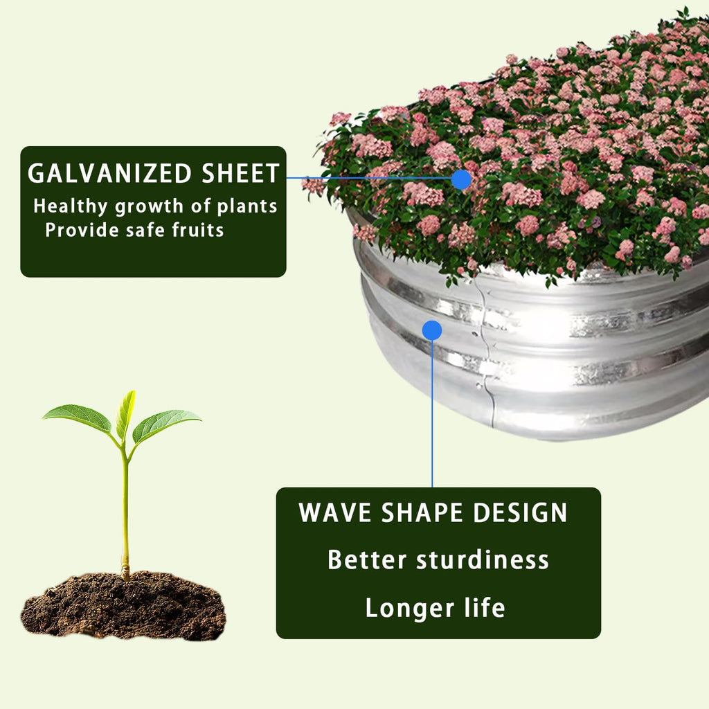 Raised Garden Bed, Raised Beds for Gardening Outdoor for Vegetables and Flowers Ground Planter Box, Galvanized Metal Planter Grow Garden Box,4x2x1ft