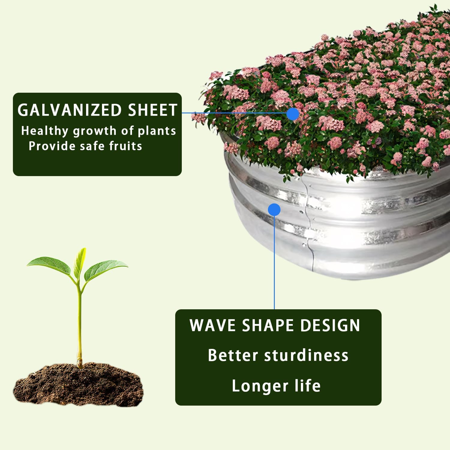 Raised Garden Bed, Raised Beds for Gardening Outdoor for Vegetables and Flowers Ground Planter Box, Galvanized Metal Planter Grow Garden Box,4x2x1ft