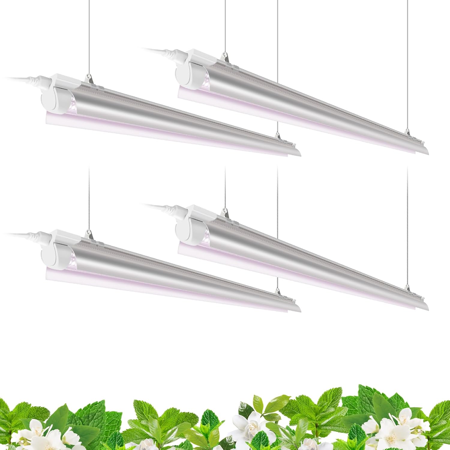 Barrina T8 LED Grow Light 4FT,168W(4 x 42W), 1000W Equivalent, Full Spectrum, V-Shape with Reflector Combo, Grow Lights for Indoor Plants, Greenhouse, 4-Pack
