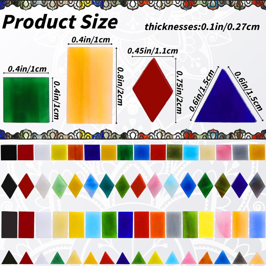 1600 Pcs Mosaic Tiles, Glass Mosaic Tiles for Crafts Bulk, Assorted Color Stained Mosaic Glass Pieces, Mosaic Supplies for Home Decoration, Art Crafts, DIY Projects, Opaque