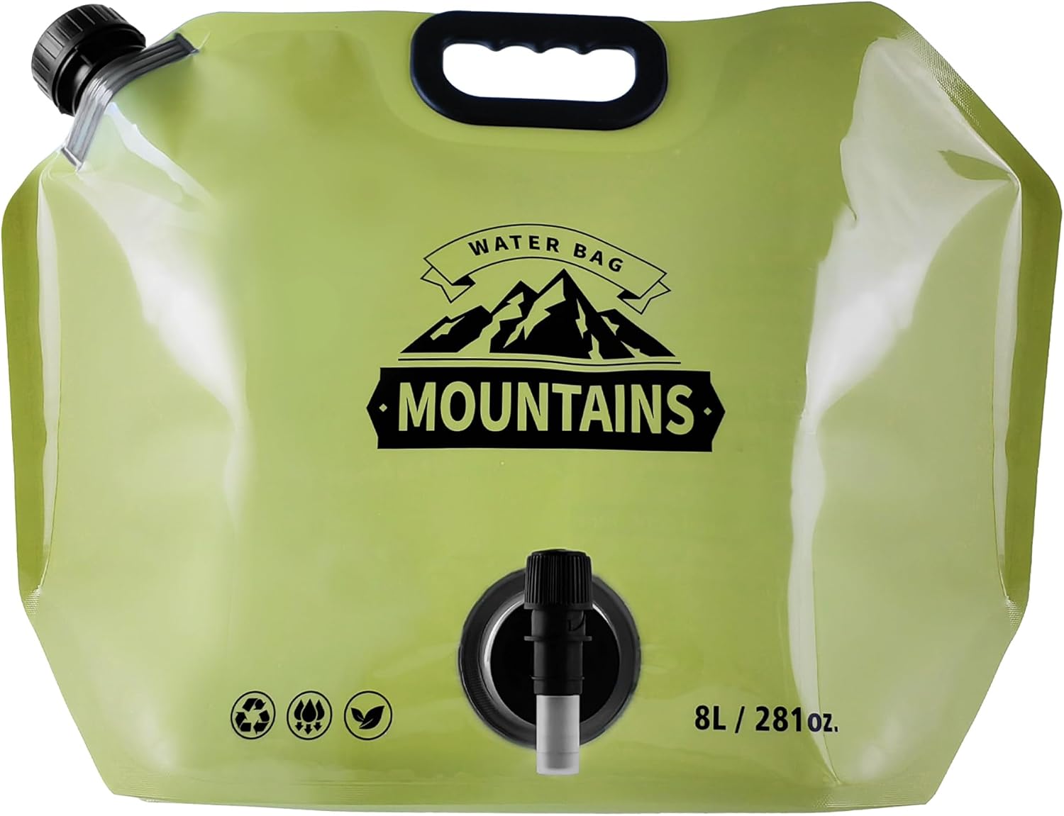 Collapsible 8L Water Storage Bag, BPA-Free Portable Folding Water Jug with Adjustable Faucet, Leakproof Emergency Water Bag for Camping, Hiking, Riding, Outdoor Sport (GREEN, 1)