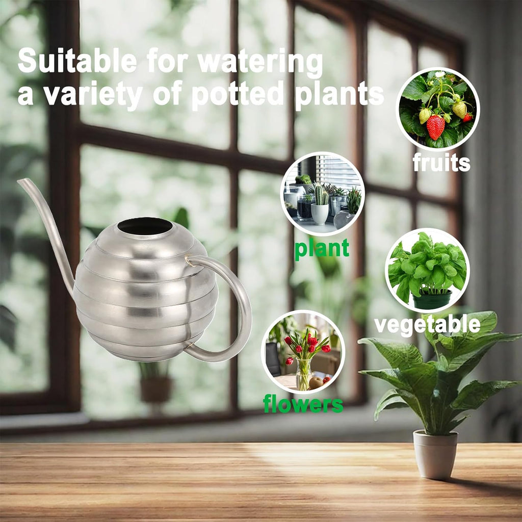 Plant Watering Bottle, 400ml/14oz, Retro Style Watering Can, Matte, Frosted (Silver)