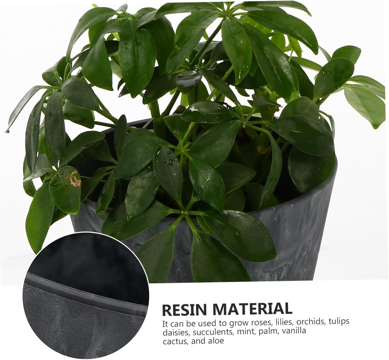 Nordic Style Plastic Flower Pot Planter with PP Resin Frost-Resistant Indoor Outdoor Garden Plant Container for Succulent Office Decor in Grey Blue