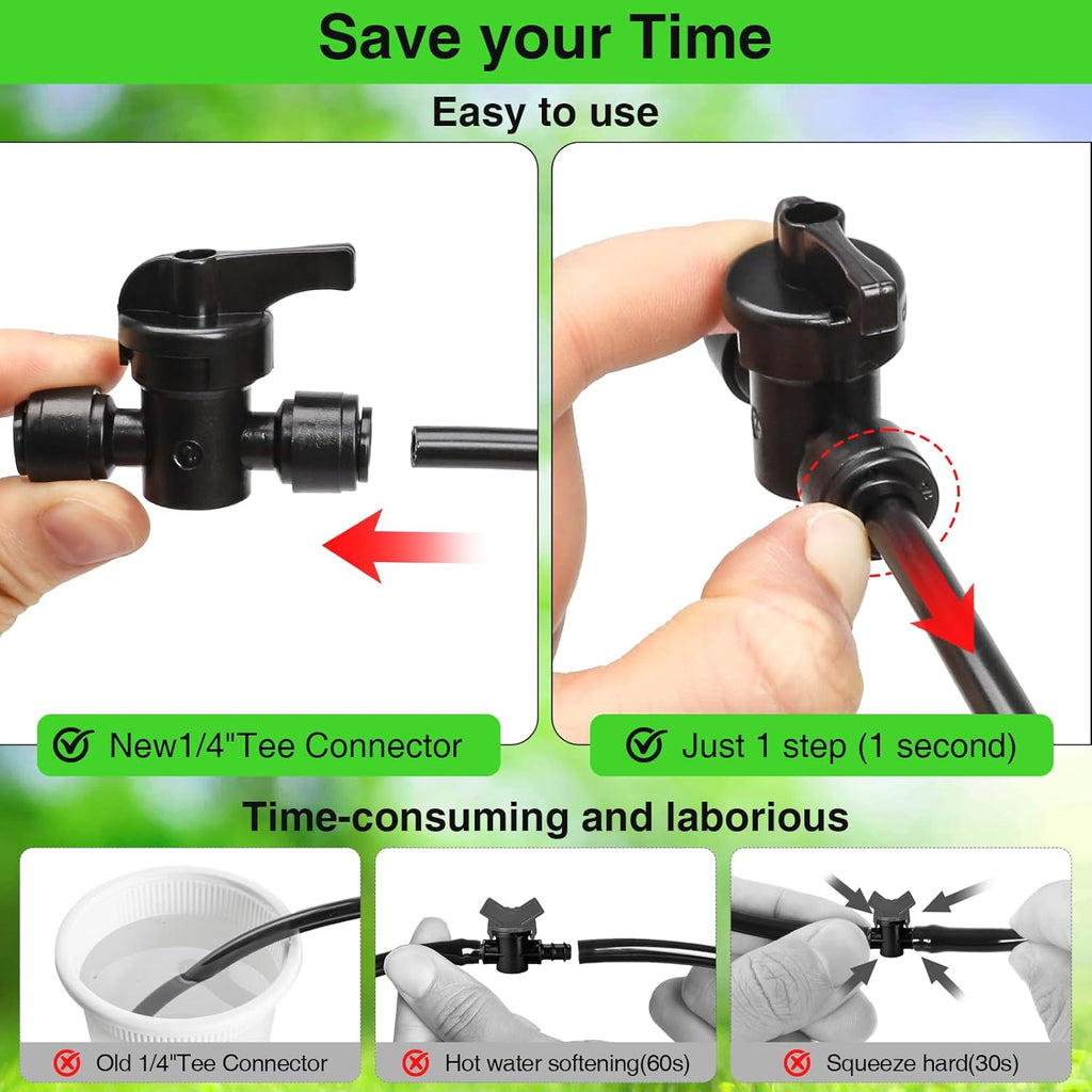 MIXC 12 Pack 1/4 Inch Drip Irrigation Valves, Quick Connect 1/4 Inch Drip Irrigation Shut Off Valves for 1/4" Tubing, Water Flow Control Sprinkler Valve for Drip Sprinkler Garden System