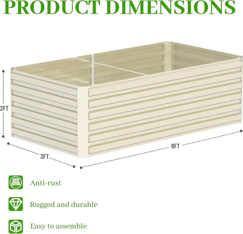 6x3x2 ft Raised Garden Bed, Large Metal Planter Raised Beds, Planters for Outdoor Plants for Vegetables, Flowers, Herbs, Fruits, and Succulents.(4 Pcs, Yellow)