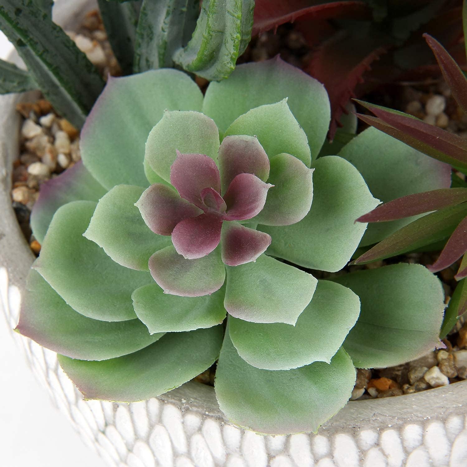 Briful Small Fake Plants Assorted Faux Succulents in Pots Realistic Succulents Plants Artificial with Cement Pots for Home Table Office Desk Bathroom Shelf Living Room Decor