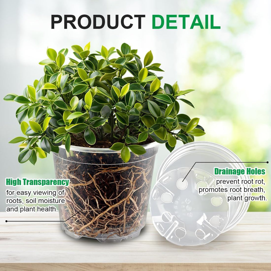 100 Pack 4 Inch Clear Plant pots with Drainage Holes, Transparent Nursery Seeding Pots, Flexile Seeds Starter Pots, Seeds Germination (4Inch,100P,Clear)