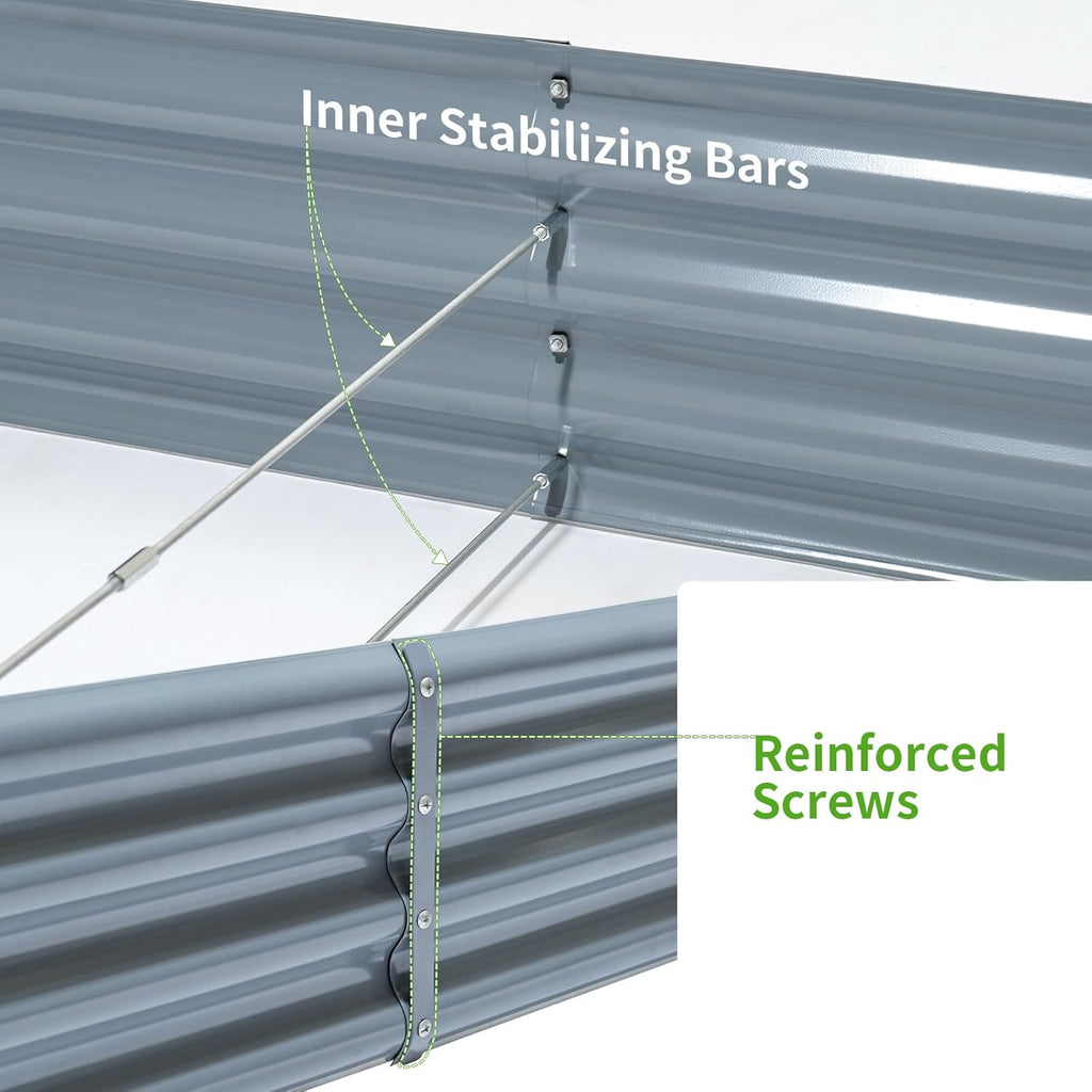 Land Guard 6×3×1ft Galvanized Raised Garden Bed Kit for Vegetables, Galvanized Large Metal Planter Raised Garden Boxes Outdoor(Modern Grey)…