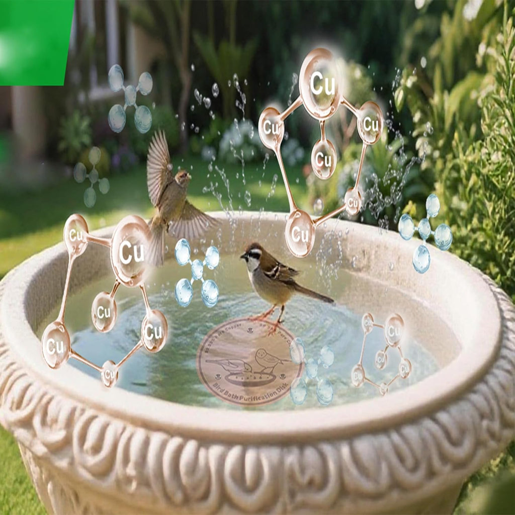 2-Pack 99.99% Pure Copper Bird Bath Purification Disk,Copper Disc with Stable Triple-Point Support,Fits All Outdoor Bird Baths(Round)