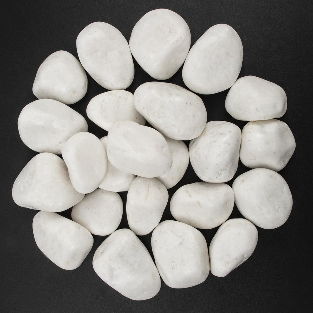 40 lbs White Polished Decorative Stones, 2-3 Inch Polished Rocks, Perfect for Outdoor Gardens, Pathways, Potted Plants, Vase Fillers, and Home Decor (Pure White, Weight: 40 LB)