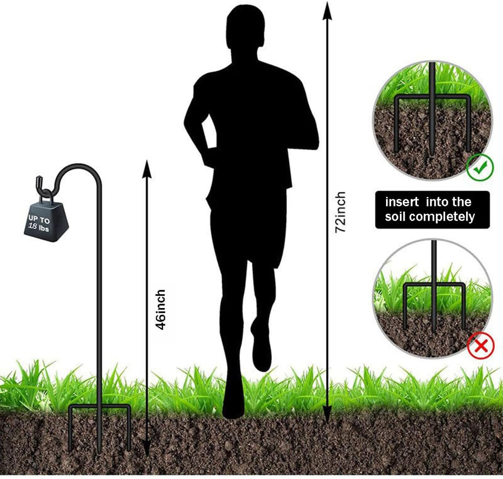 CMASTER Shepherd Hook for Outdoor, 1 Pack 92 Inch Bird Feeder Pole with 5 Prong Base Heavy Duty Adjustable Garden Hook for Hanging Plant, Hummingbird Feeder, Lantern(92 Inch)
