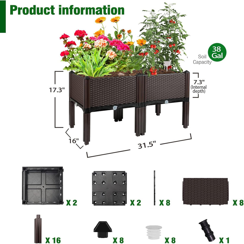 Raised Garden Bed with Legs Planters for Large planters Outdoor Plants Elevated Plastic Garden Planter Boxes Plant pots for Patio Backyard Porch Deck to Planting Flowers Vegetables and Herbs…