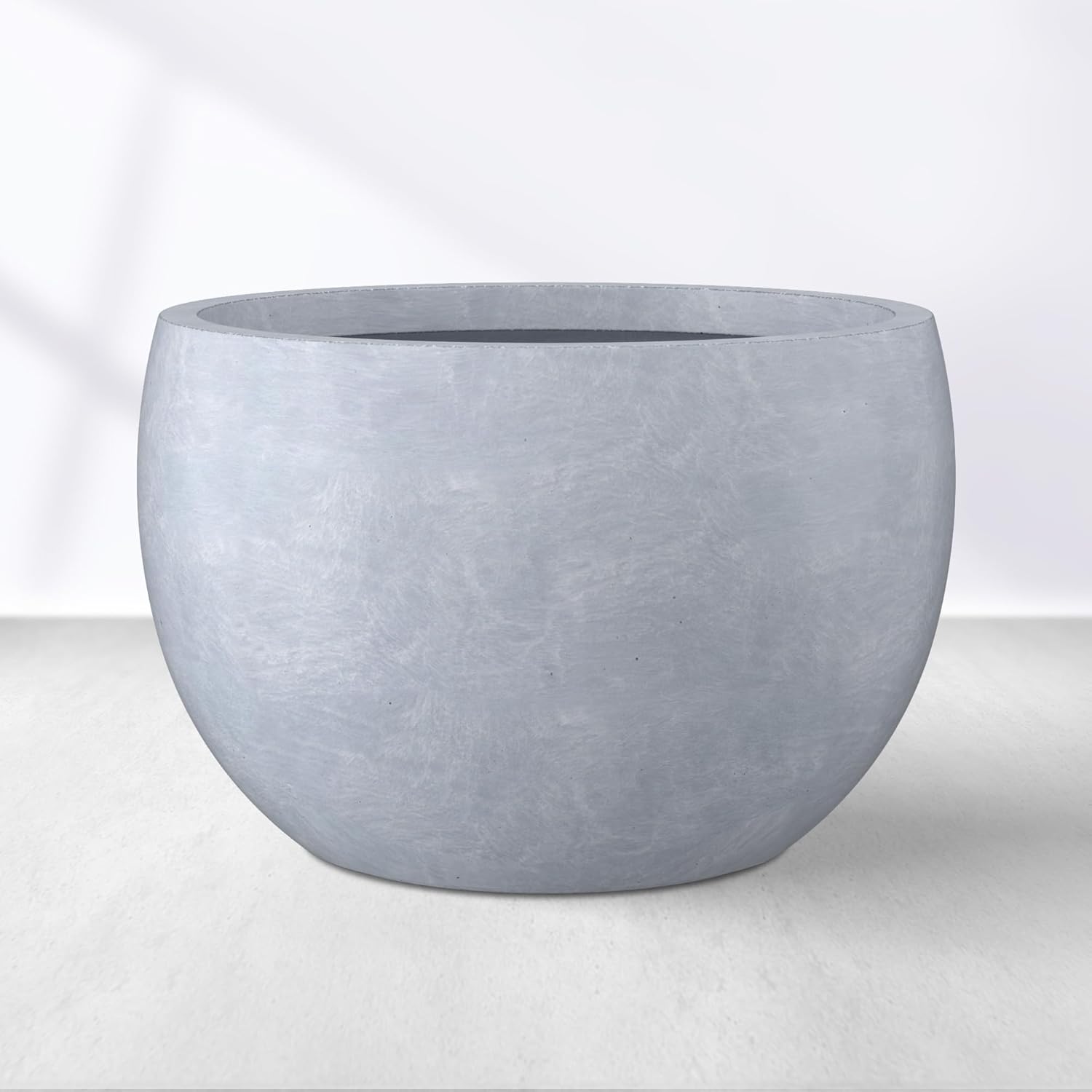 Kante 11.8" Dia Round Concrete Planter, Outdoor/Indoor Large Bowl Plant Pots with Drainage Hole and Rubber Plug for Garden Patio Balcony Home, Gray