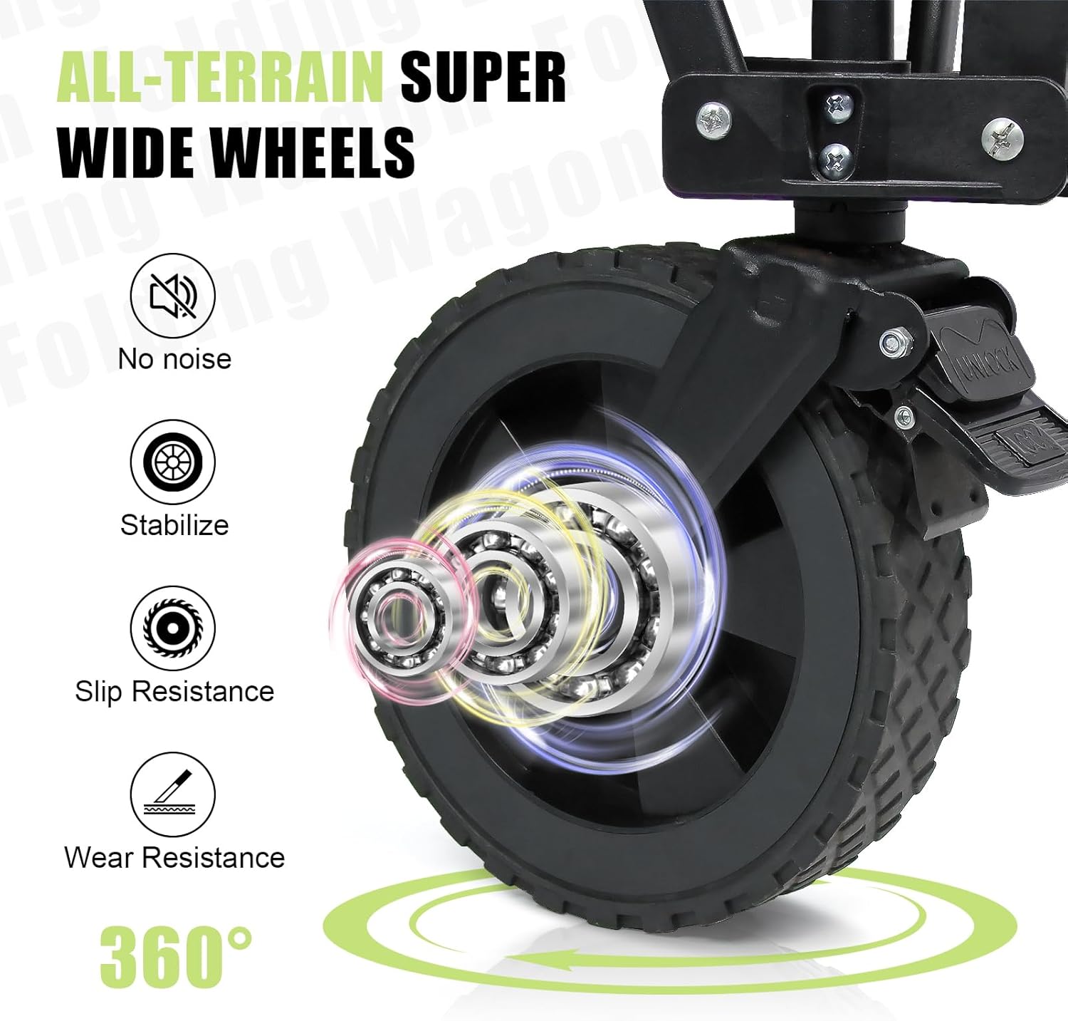 Wagons Carts Foldable Collapsible Wagon Utility Cart 300lbs 130L with Side Pocket and Brakes for Beach Garden Shopping Camping Sports