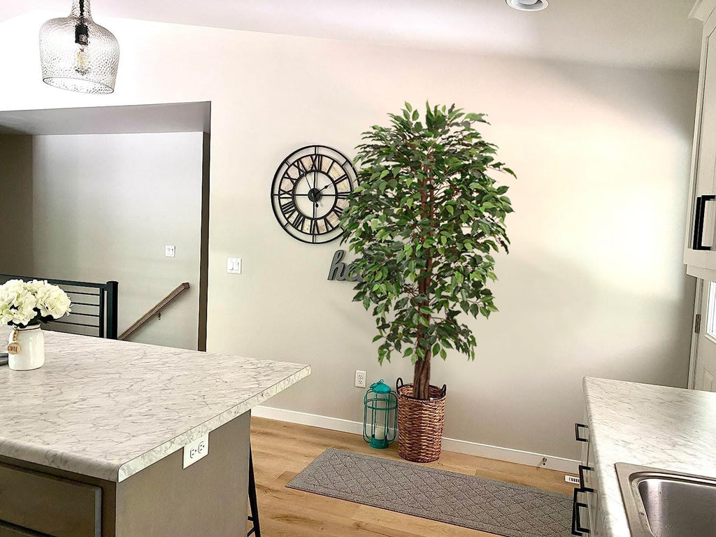 Aveyas 6ft Artificial Ficus Tree for Home Decor, 6 Feet Faux Plant Fake Silk Trees with Pot for Indoor Outdoor House Living Room Office Garden (6 ft Tall)