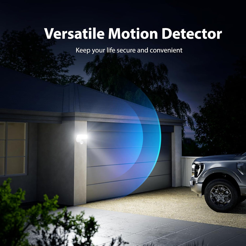 Onforu 65W LED Flood Light Motion Sensor Outdoor, 6500lm Security Light with Three Head, IP65 Waterproof Exterior Floodlight, 6500k Wall Light for Entryways Stairs Yard Garage