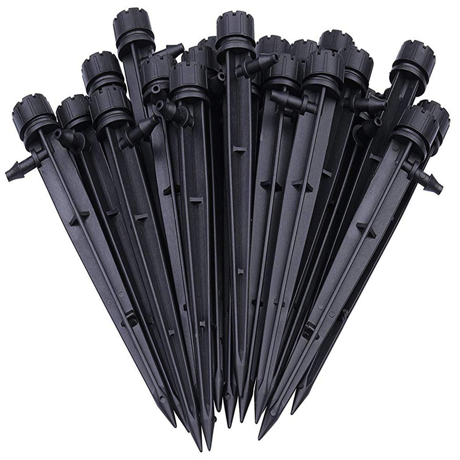 Set of 100 Drip Emitters Perfect for 4mm / 7mm Tube, Adjustable 360 Degree Water Flow Drip Irrigation System for Watering System.