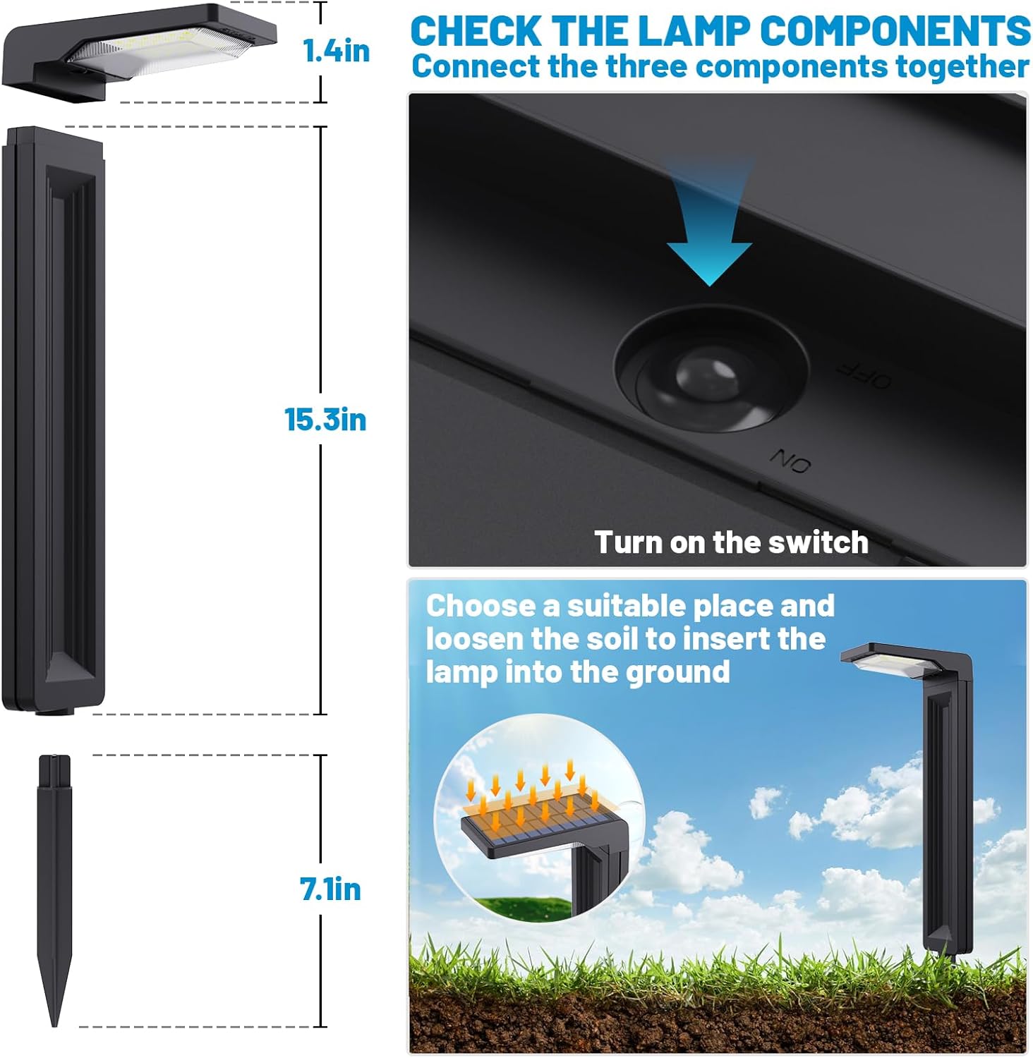 Sunvivo Solar Pathway Lights,2 Modes(Cool White or Warm White),Bright Solar Path Lights Outdoor Waterproof,Perfect Elegant Guide Light or Deco for Yard,Garden,Lawn,Sideway,Driveway,Walkway (2Pack)
