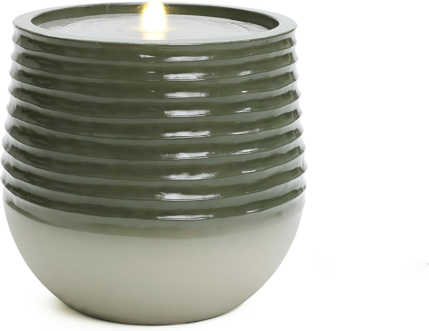 LuxenHome 20" Water Fountain Outdoor with LED Light, Modern Bubbling Garden Water Fountains with Gradient Color, Resin Outdoor Waterfall Fountains with Ceramic Like Glaze for Yard, Patio, and Porch