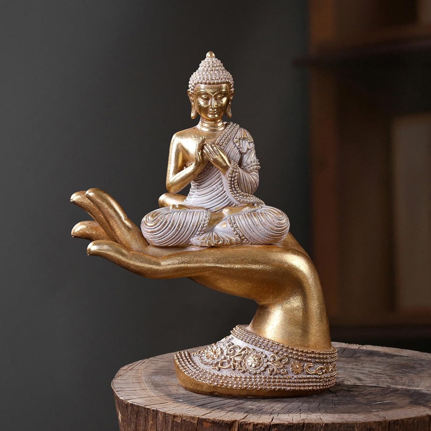 Buddha Statue for Home Decor Gold 8.7"- Buddha Statues for Zen Decor - Buddha Statue Large for Spiritual-Buddha Decor for Living Room-Buda–Indoor Buddha Gift for Relaxation, Meditation or Shrine