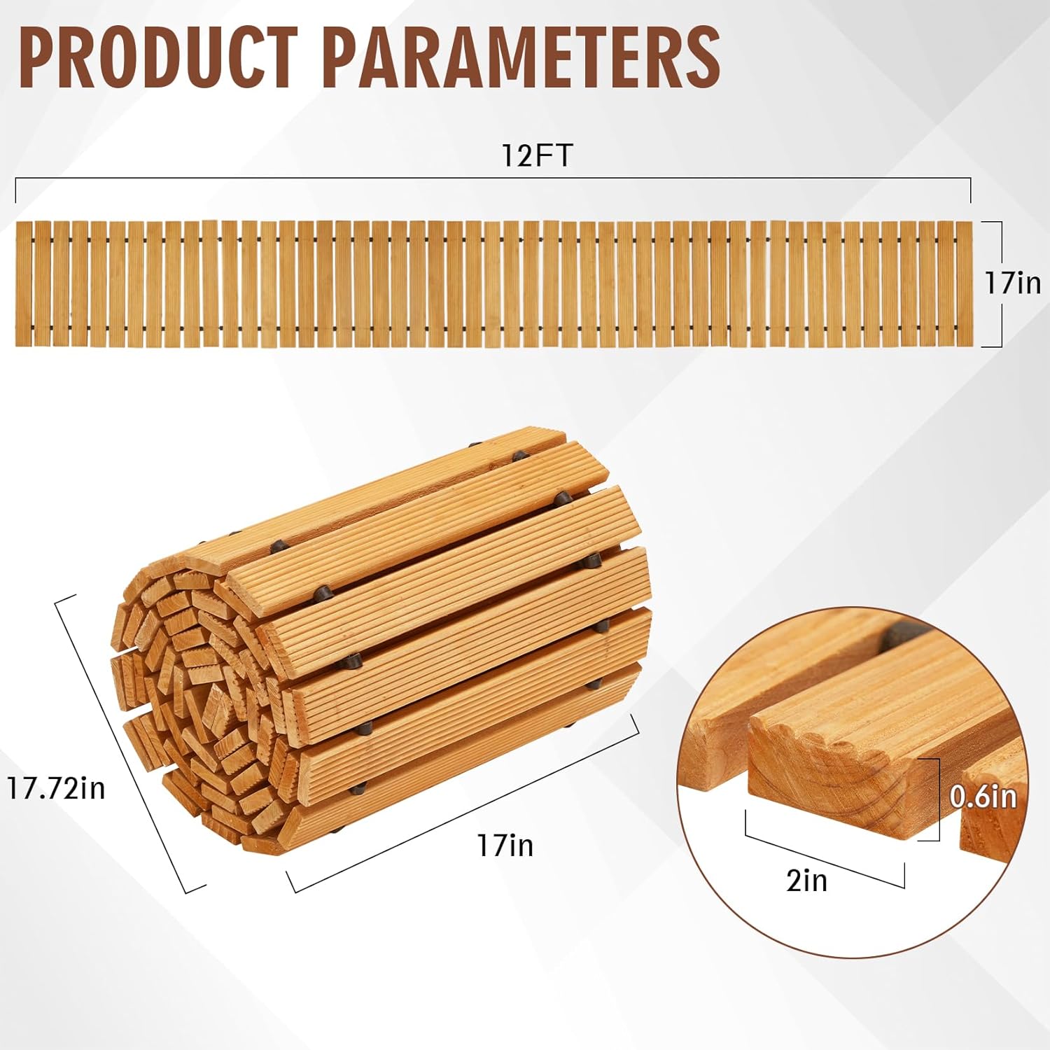 12FT Wooden Garden Pathway,Outdoor Roll Out Decorative Straight Walkway,Weather-Resistant Patio Path,Non-Slip Pavers Boardwalk for Garden, Backyard, Beach, Wedding Party Pathways