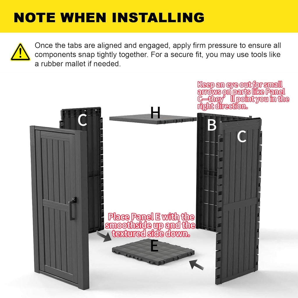 Outdoor Resin Storage Shed, Upgrade Durable Storage Cabinet with Removable Shelves and Lock Ring, Reinforced Floor, All-Weather Construction for Garden Patio Lawn (Gray)