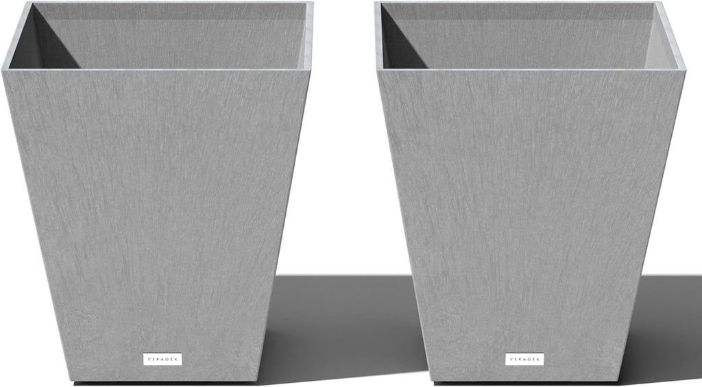 Veradek Pure Series Nobleton Plastic Planter - Large Pots for Indoor or Outdoor Porch/Patio | Durable All-Weather Use with Drainage Holes | Modern Planter Décor for Flowers, Shrubs, Trees