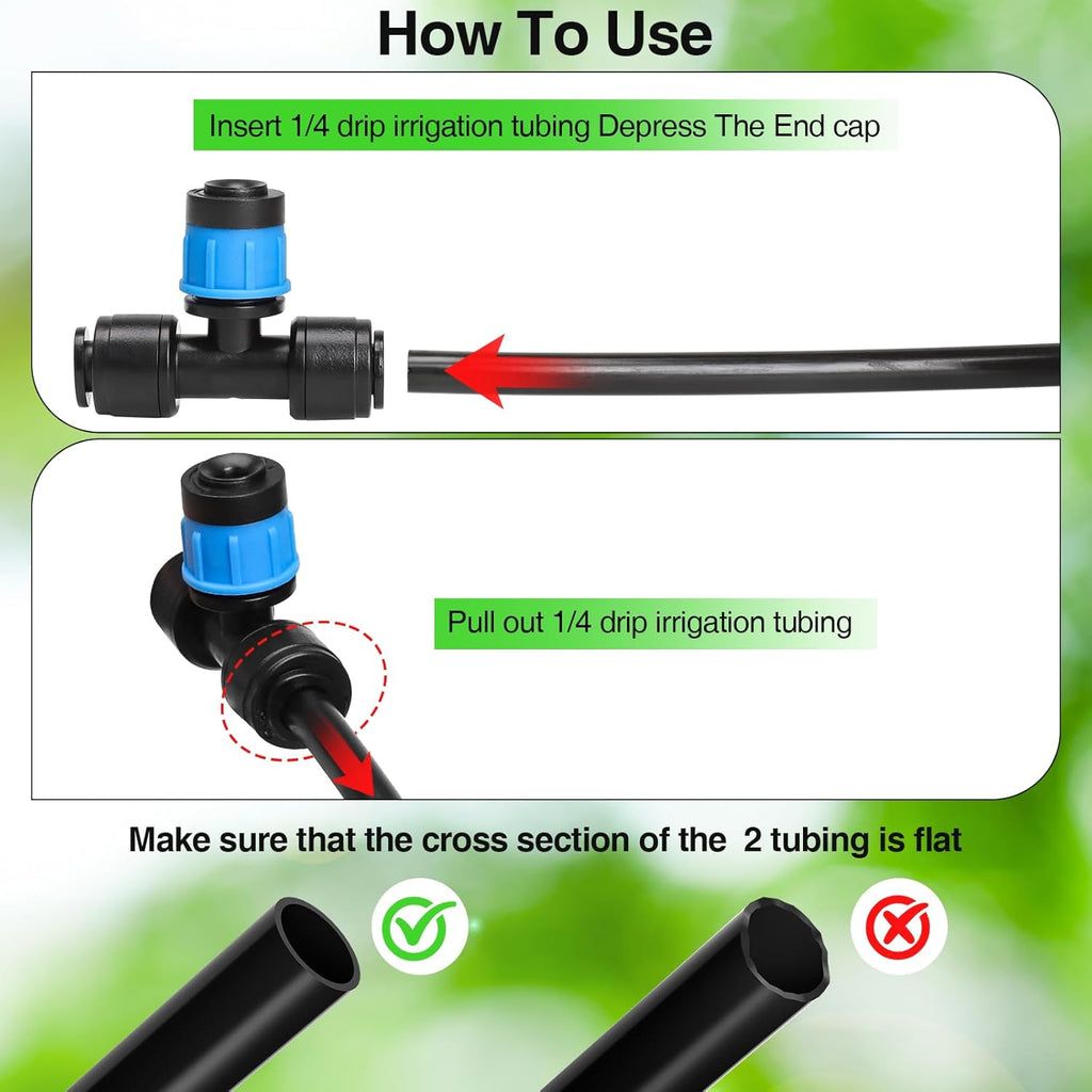 MIXC 24 Pack Push-to-Fit Drip Irrigation Emitters, Adjustable Vortex Drip Emitters for 1/4 inch Irrigation Tubing, 360 Degree Water Flow Irrigation Drippers for Drip Irrigation System