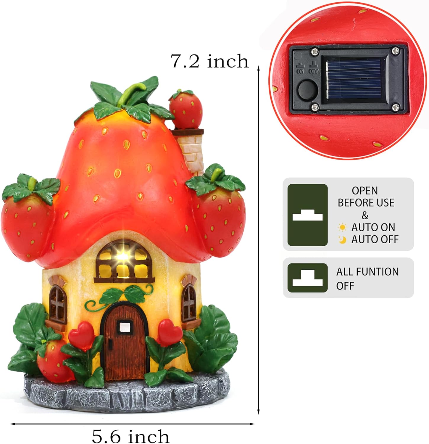 Solar Fairy Garden Houses - Fairy Outdoor Decor Strawberry Houses with Solar Light for Patio Balcony Yard,Lawn Ornament Perfect Garden Gift