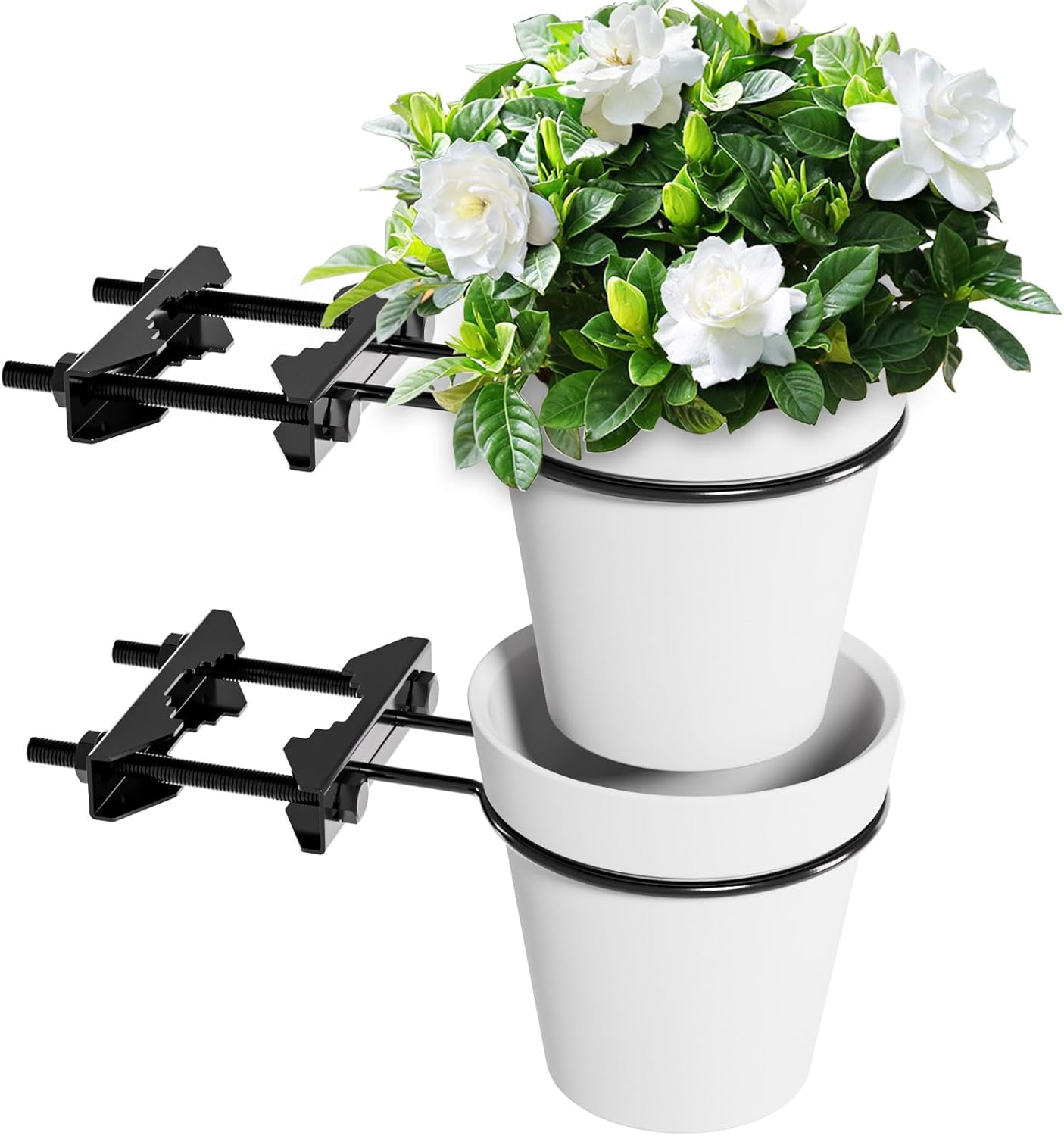 5Inch Hanging Baskets for Plants, Deck Planters for Railing, Wall Mounted Metal Planter Hanger for Balconies, Terraces, Railings, and Indoor and Outdoor Plants