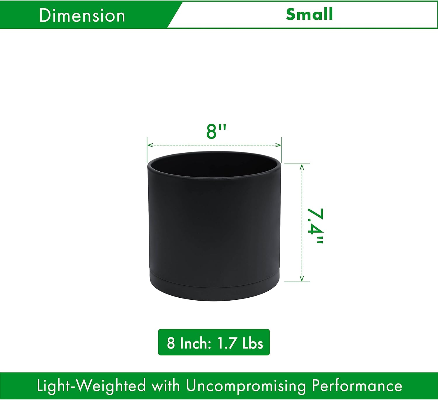 D'vine Dev 8 Inch Plastic Planter Pots for Plant Pot with Drainage Hole and Seamless Saucers, Black Color, 74-X-B-1