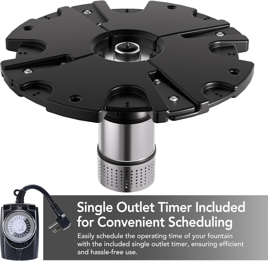 HQUA-FS01 110V, 1/2HP, OD(φ) 32” Large Pond Floating Fountain with 13000 GPH Fountain Pump, 100’ Power Cord, Two Spray Patterns 32'×12' and 18'×6'