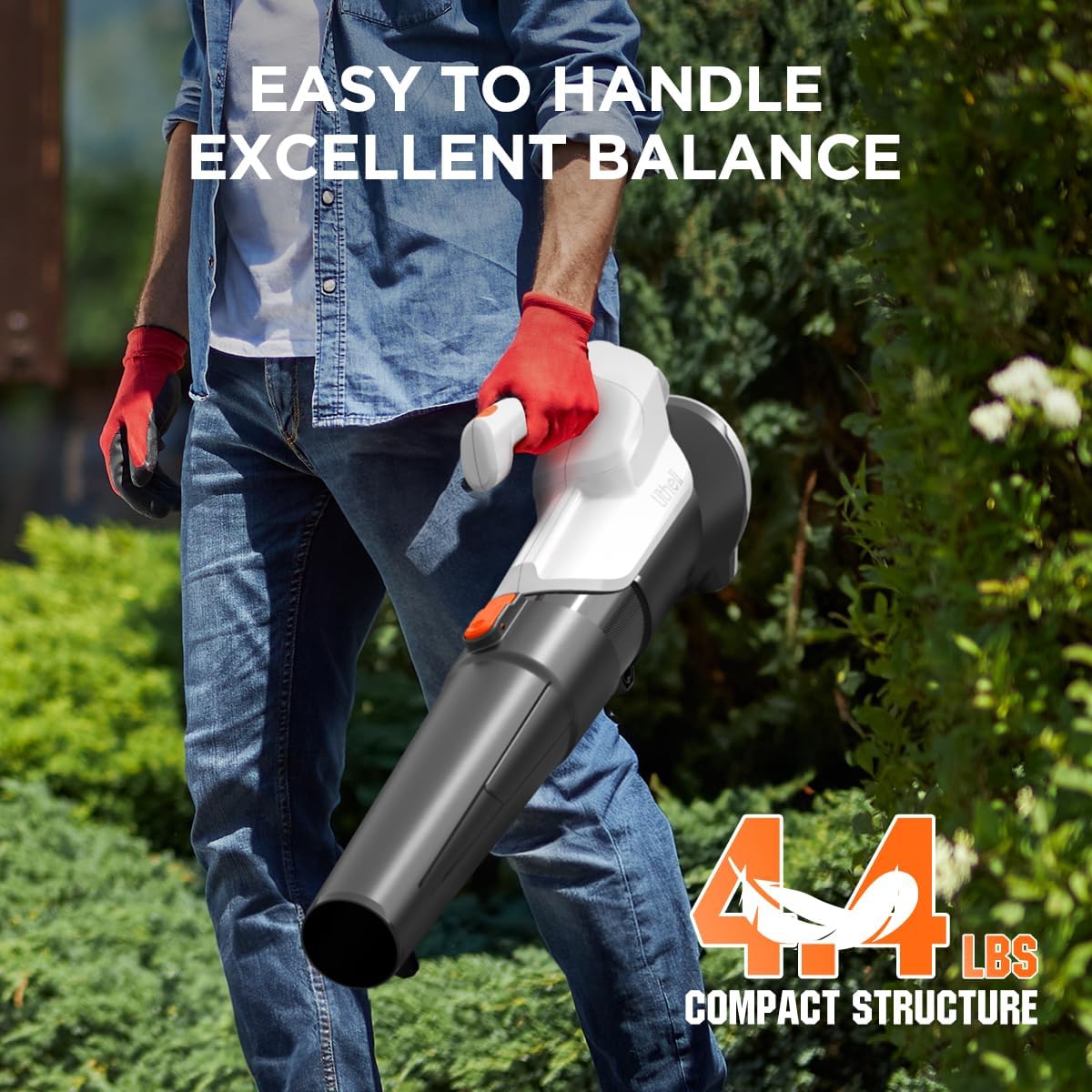 Litheli Cordless Leaf Blower, 355CFM/85MPH & 2 Speed Levels, Handheld Electric Blowers for Lawn Care, Patio, Snow, Dust, Blowing Leaves(Battery Not Included, Power Tool Only)