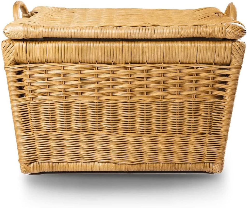 The Basket Lady Lift-Off Lid Wicker Storage Basket, Large, 24.5 in L x 18 in W x 17.5 in H, Sandstone