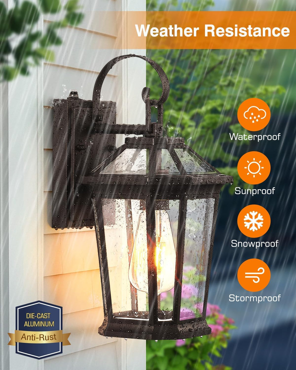 VIANIS 2-Pack Oil Rubbed Bronze Outdoor Lights Wall Mount, Dusk to Dawn Wall Lights for House Outside, Aluminium Modern Porch Lights Sconce, Exterior Wall Lantern Fixture with Waterproof, Anti-Rust