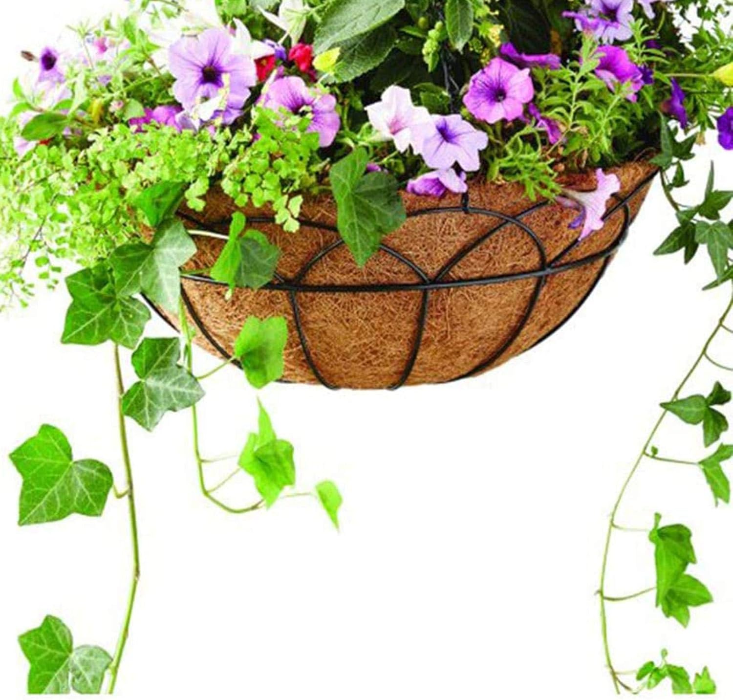 EROCK 2PCS Round Replacement Coco Liner for Hanging Basket - 24 inch Foldable Coco Pad for 16/14 / 12 inch Coconut Fiber Plant Basket Liner, Garden Planter Flower Pot (Round)