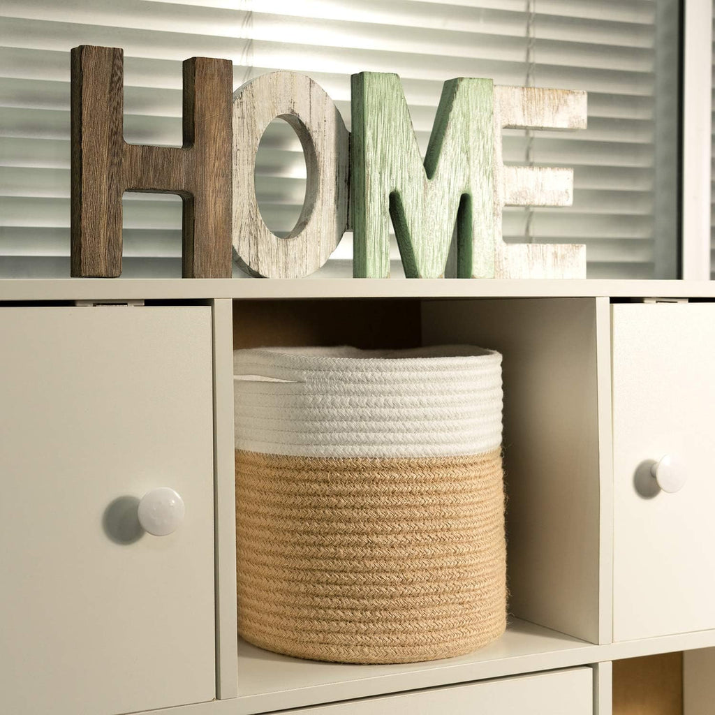 TIMEYARD Jute Rope Plant Basket Small Woven Storage Baskets for Up to 7" Planter, 8" x 8" Decorative Plant Pot Cover Woven Planter Basket Laundry Baskets with Handles Modern Home Décor