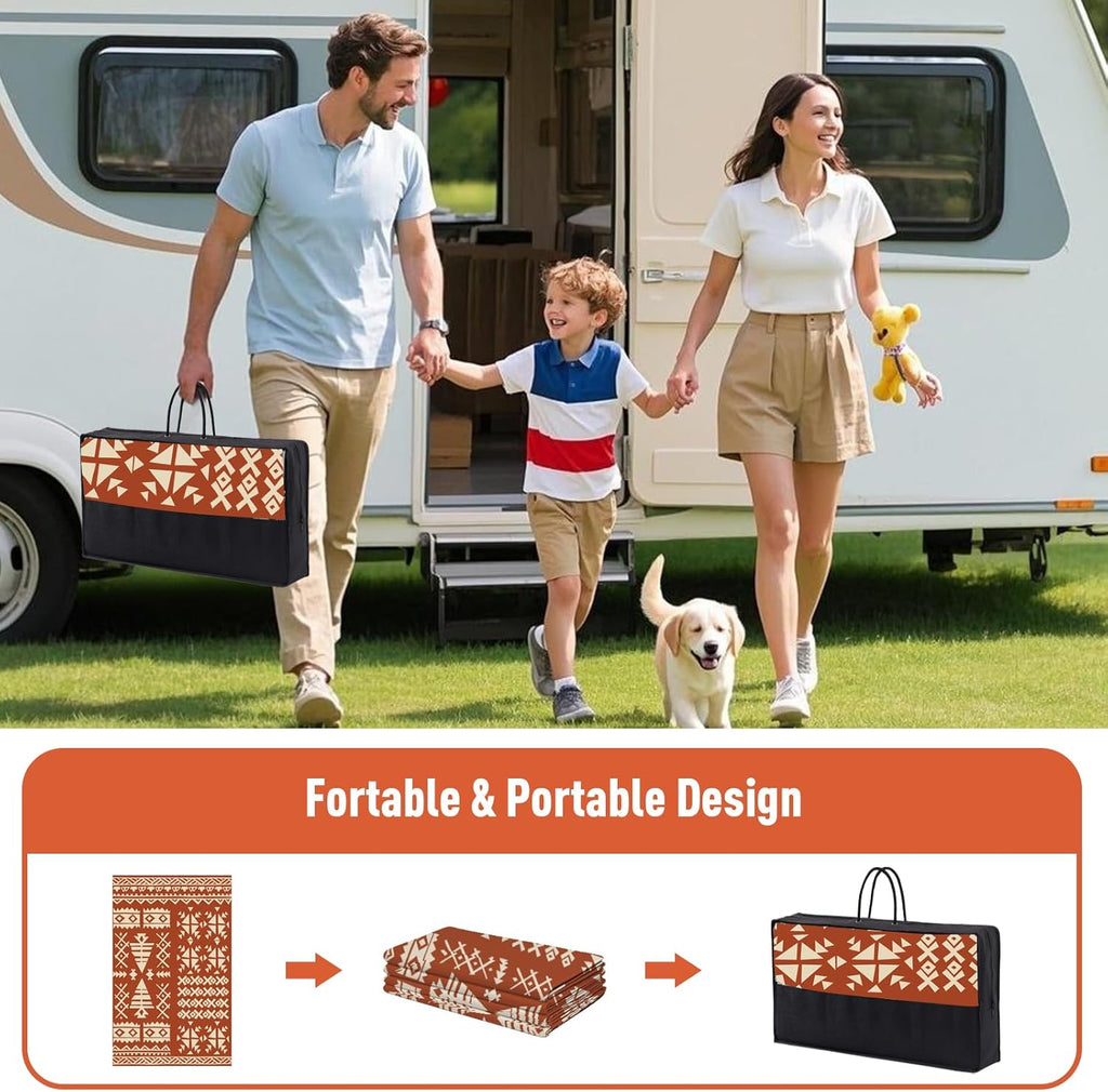 WILDROOTS 6x9 Feet Plastic Exotic Red Outdoor Rug, Stain Resistant Waterproof Reversible Outdoor Patio Rug, Fade Resistant Camping Rug