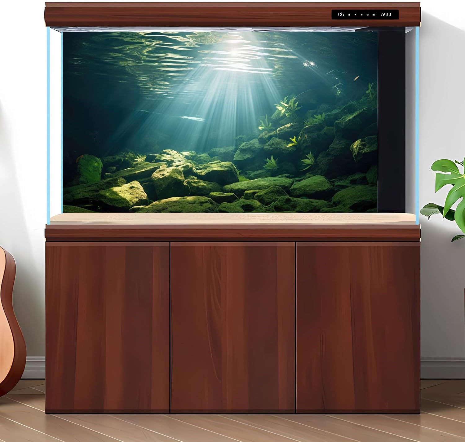 Under The Sea Aquarium Background Aquatic Plants Deep Sea Fish Tank Background Underwater Sunray Rock Terrarium Backgrounds Deep Ocean Floor Tropical Fish Tank Backgrounds 36x24in