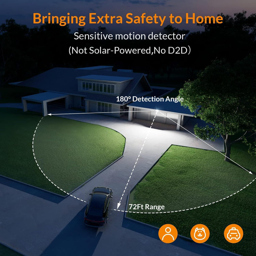 LEPOWER LED Motion Sensor Security Lights, 3 Head Motion Detected, 38W, 4200LM, Waterproof IP65, 5500K, Full Metal for Outdoor, Garage, Porch, Yard (Not Solar Powered, Black)