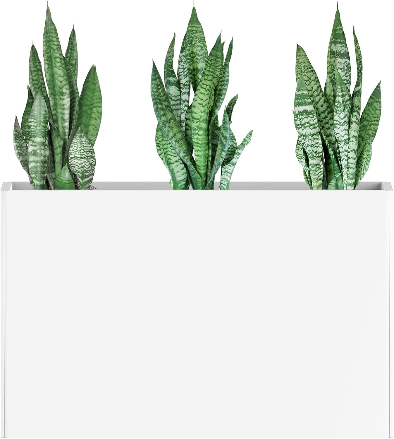 Heavy-Duty Galvanized Steel Planter with Removable Insert Shelf & 4 Drainage Holes - 32x12x24 Inches Large Size Outdoor/Indoor Garden Pot, White