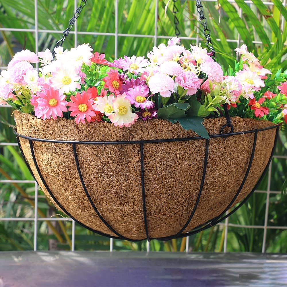 EROCK 2Pcs Coco Liners for Planters Hanging Basket, Round 8/10/12/14/16 inch Thick Coconut Coir Coco Fiber Liners for Planters Garden Patio Porch Window Plants Flowers Pot Indoor Outdoor (16 inch)