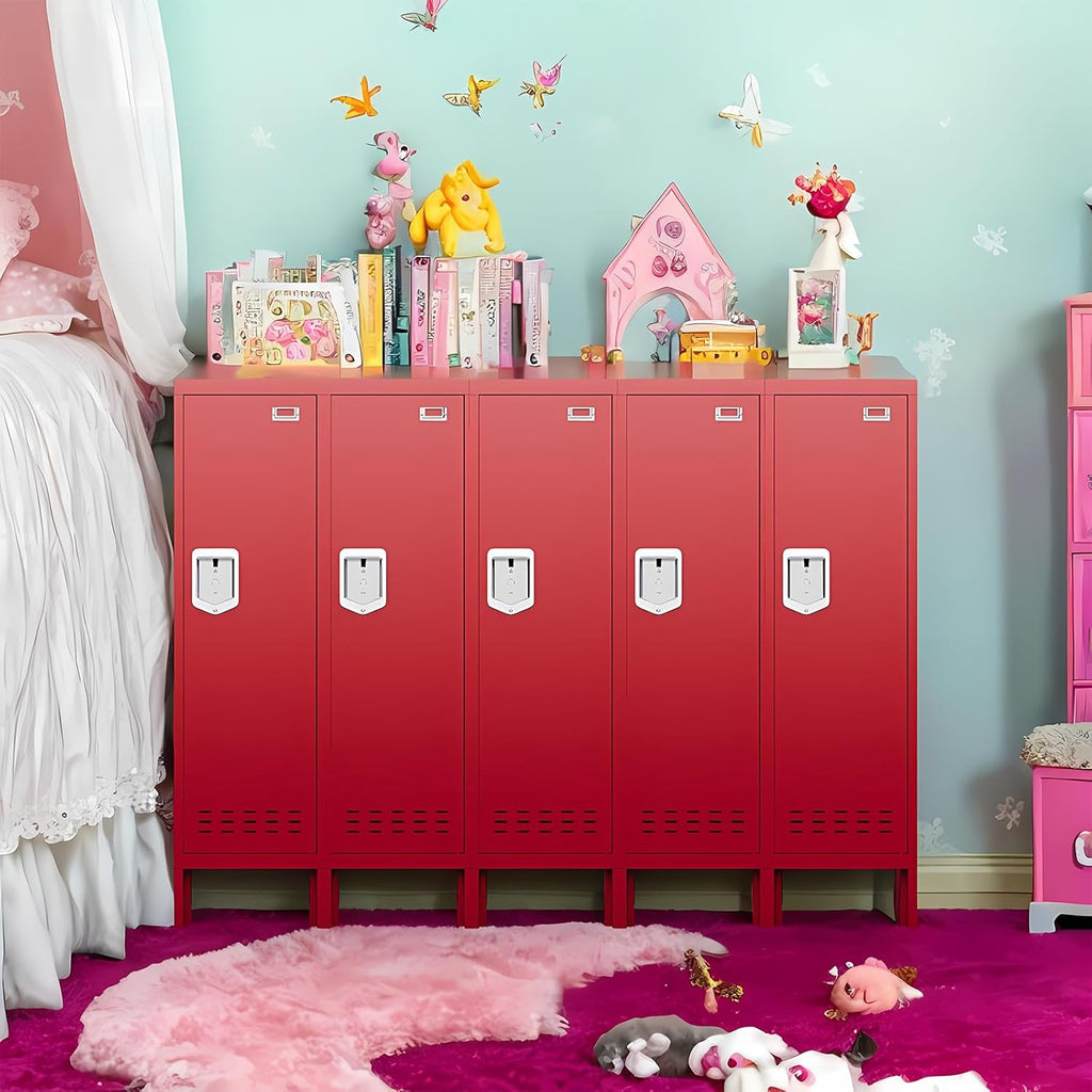 Metal Cabinet Home Office Storage, Lockable Steel Locker with Door, 54" Height, Multi-Purpose for Home, Office, Gym, School, Garage