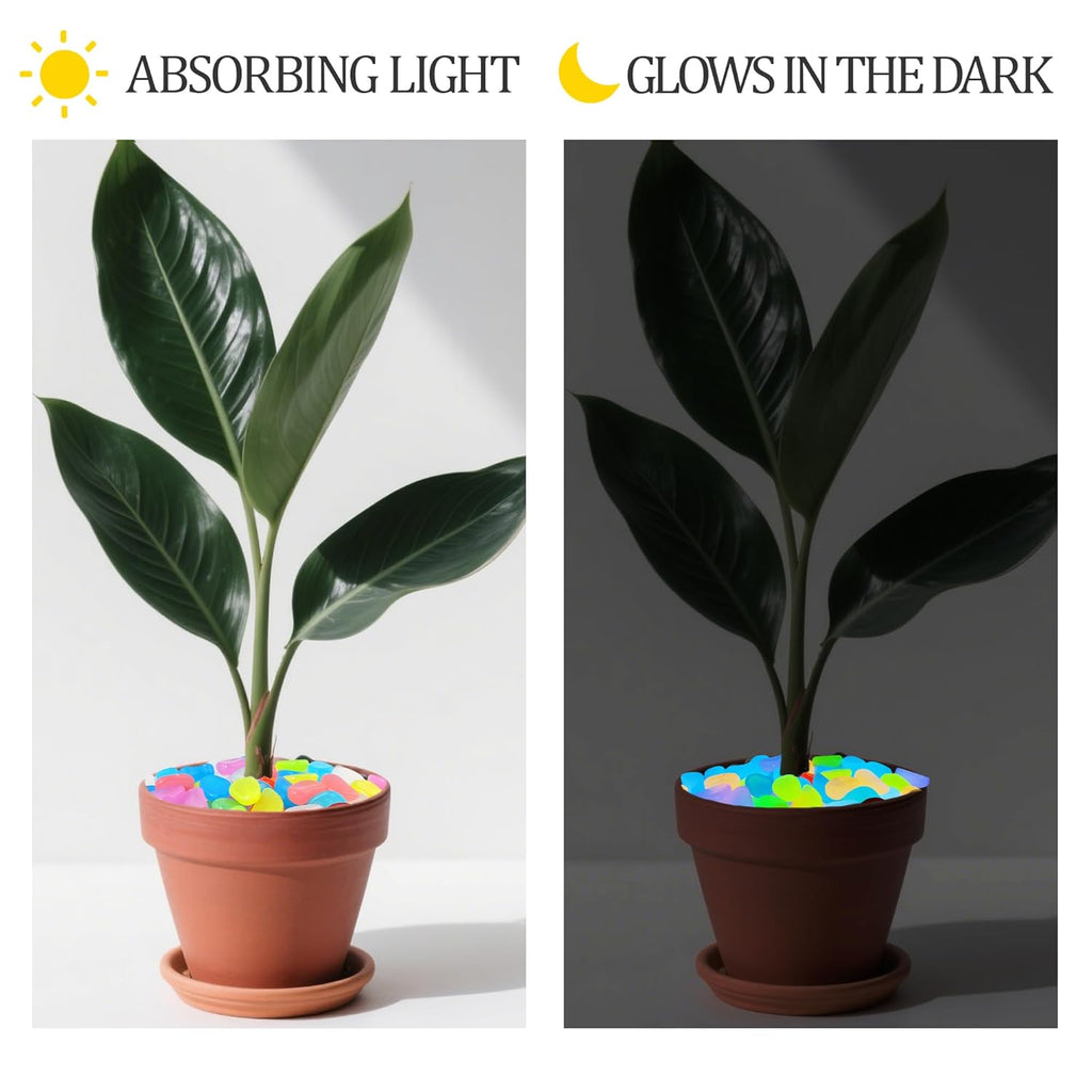 3.5LB 25-27mm Glowing Rocks Luminous Pebbles Glow in The Dark Rocks Luminous Stones for Driveway Walkway Potted Plants Fish Tank