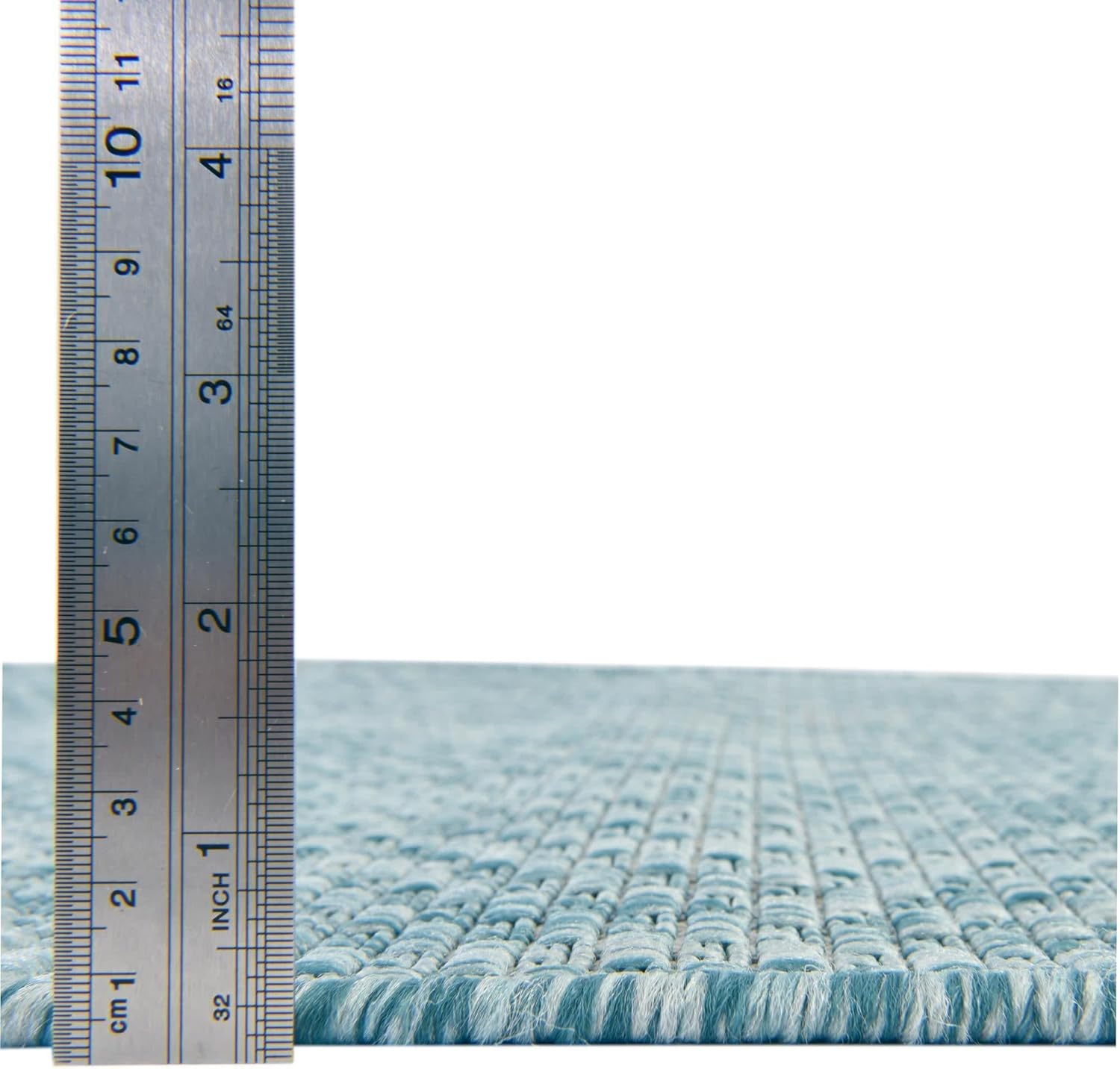 Unique Loom Collection Casual Transitional Solid Heathered Indoor/Outdoor Flatweave Area Rug (6' 1" x 9' Rectangle, Aquamarine/Ivory)