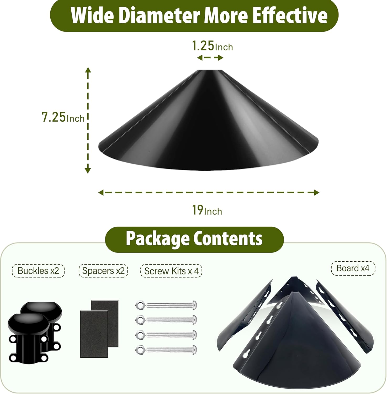 19-inch Squirrel Baffle, Squirrel-Proof for Bird Feeder Pole, Birdhouse Baffle for Shepherd's Hook in The Outdoors,Black(1 Pack)